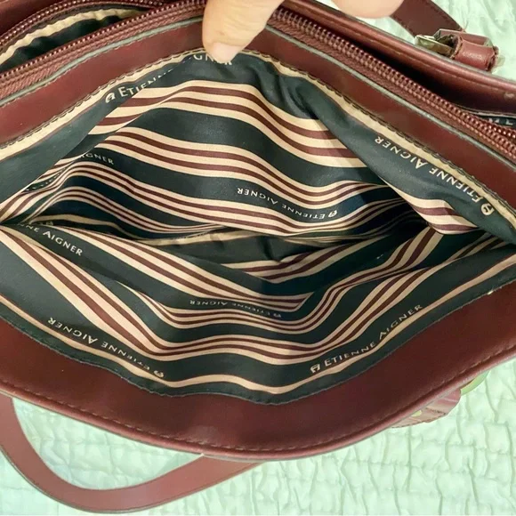 Etienne Aigner Burgundy Leather Shoulder Bag - Picture 11 of 15